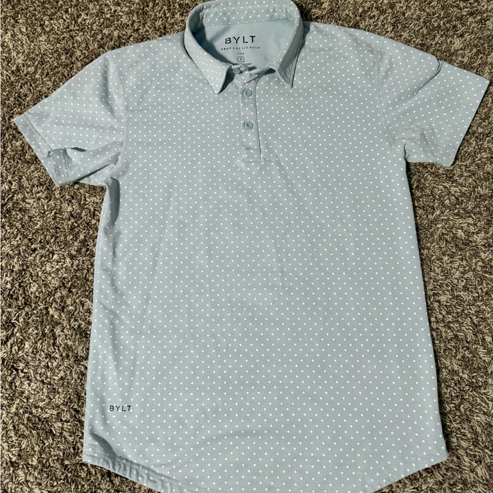 BYLT Lux Men’s Small Drop Cut Athletic Casual Soft Stretch Polo - Light Blue